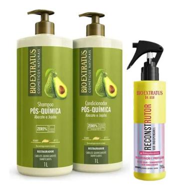 Imagem de Kit Shampoo Condicionador Pós Química Bio Extratus 1L + Reconstrutor B