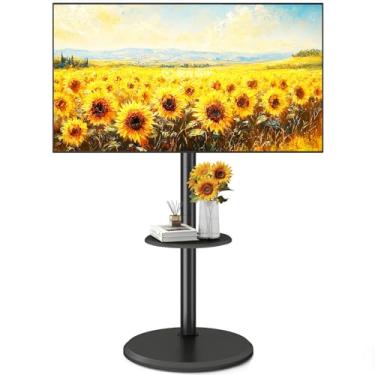 Imagem de 5Rcom Suporte de TV com rodinhas para TV de 32 a 65 polegadas, carrinho de TV móvel ajustável em altura com prateleira, carrinho de TV forte sobre rodas com inclinação de até 40 kg para quarto, sala