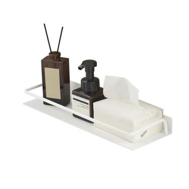 Imagem de RFOUO Prateleira de parede de metal, prateleira flutuante de metal, prateleira flutuante preta, prateleira pequena para parede, prateleiras de exibição para banheiro, quarto, cozinha (branca, 40,6 cm)