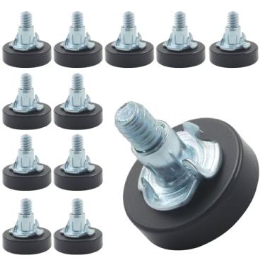Imagem de Bonsicoky Niveladores versáteis de móveis rosqueados de 1/10.2 cm-20 - pacote com 12 pés ajustáveis com porcas em T para pernas de armário, mesa e cadeira - Instalação rápida - Solução para