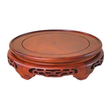 Imagem de suporte para bonsai Suporte de exibição madeira galhos azedos redondos rotativos, para bules aquário vaso bonsai(Grande)