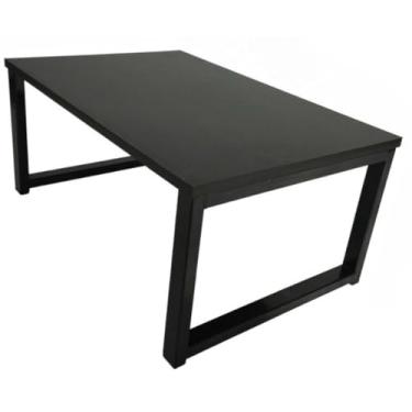 Imagem de Mesinha de Centro Industrial Decorativa - Pés de Ferro + Tampo MDF, Opções Branco, Preto ou Freijó, Ideal para Sala e Ambientes Domésticos (PRETA)