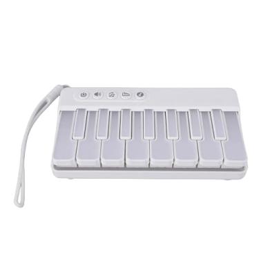 Imagem de Zyyini Piano de Teclado Infantil, Brinquedo de Instrumento Musical de Piano de Teclado Branco de 15 Teclas Com Luzes Gradientes de 7 Cores, Jogo Guiado por Luz para Crianças, Presentes