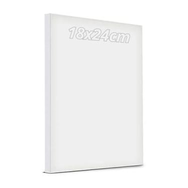 Imagem de Tela de Pintura 18x24cm sem Cavalete Branca Moldura de Madeira