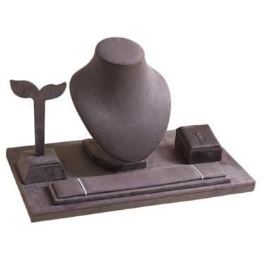 Imagem de simhoa Suporte para exibição de joias, porta-pulseiras, organizador versátil para colares e bustos, ideal para penteadeira, feiras, mesas de trabalho e uso, Cinza