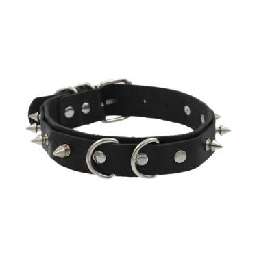 Imagem de Colar Choker Punk Preto Para Mulheres Em Couro PU Com Coração, Cadeado