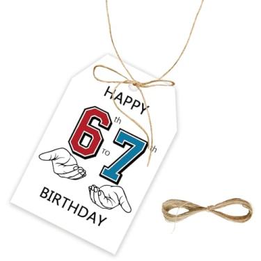 Imagem de 50 etiquetas engraçadas para presente de aniversário de 6 7 anos, I was 6 Now I'm 7 etiquetas de presente com cordão para festa de 7º aniversário, seis sete etiquetas de papel para lembrancinhas de