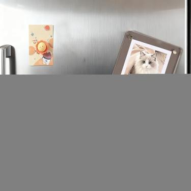 Imagem de 1 porta-retrato com ímã de geladeira transparente dupla face, 6 x 9 cm, tela de mesa sem moldura, adesivo de geladeira para presente em casa, escritório, escola, armário, cinza-01