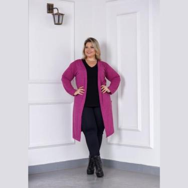 Imagem de Cardigan Casaco Feminino Longo Inverno Lanzinha Plus Size - Rosana Far