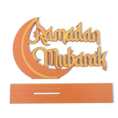 Imagem de Decorações de centro de mesa do Ramadã, decoração de mesa Eid Mubarak, placas Happy Ramadan Kareem, suprimentos de festa de mesa destacáveis