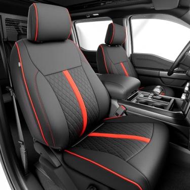 Imagem de TAPTES Capas de assento de carro personalizadas para Ford F150 2015-2025, apenas conjunto de primeira fileira de couro à prova d'água caminhões Pickup Seat para F-150 F250 F350 SuperCrew XL XLT