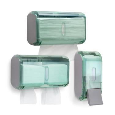 Imagem de Conjunto de armazenamento verde para banheiro, saboneteira com dispensador de 400 ml, conjunto de acessórios para banheiro