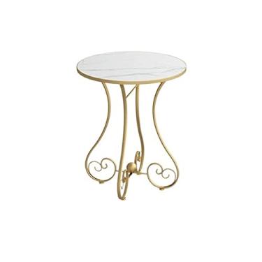 Imagem de Mesa de centro mesa de centro ferro forjado lateral pequena redonda cabeceira varanda sala de estar móveis mesa de quarto