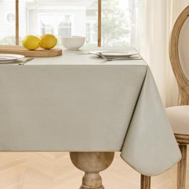 Imagem de Softalker Toalha de mesa retangular de vinil, toalha de mesa de plástico 100% impermeável, capa de mesa de PVC resistente para piquenique, acampamento, jantar - 137 x 300 cm, cáqui