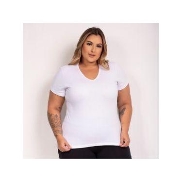 Imagem de Baby look gola v feminina básica 100% algodão - Pavin, Branco, P