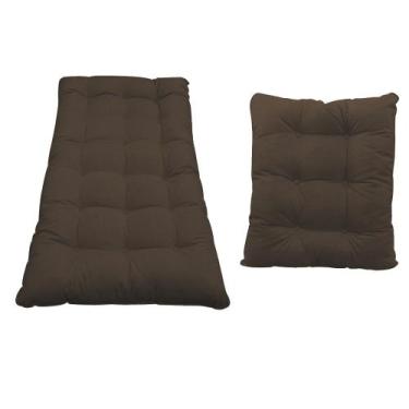 Imagem de Kit Almofadas para Poltrona e Puff Costela Corano Marrom - Doce Sonho 