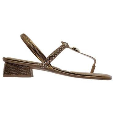 Imagem de Sandália Salto Baixo Feminina Mississipi Mf342 Bronze, 36, Bronze
