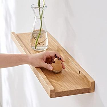 Imagem de Prateleiras de madeira prateleiras flutuantes de madeira para casa de fazenda montada na parede, prateleira de parede de madeira para banheiro, cozinha, quarto, sala de estar (tamanho: 30 cm 10 cm) ()