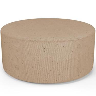 Imagem de Puff Redondo Orgânico para Living 90cm Lola W01 Linho Bege Escuro - Lyam Decor