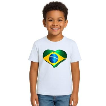 Imagem de Camiseta Brasil Coração Amor Estampa Personalizada - Use P4, Branco, I