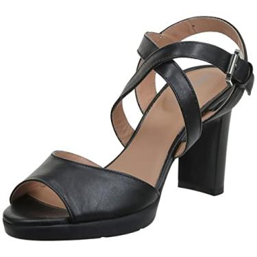 Imagem de Geox Sandálias femininas de salto plataforma com bico aberto, Preto e preto C9999, 40