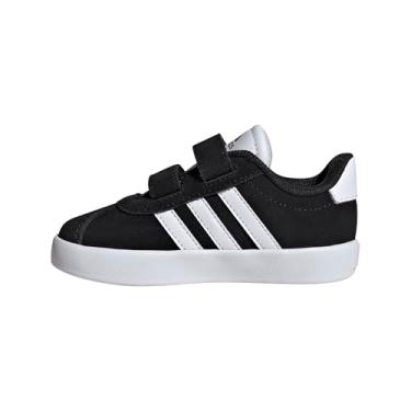 Imagem de adidas Tênis unissex para bebês Vl Court 3.0 Hook & Loop, Preto/branco/preto, 4 Infant