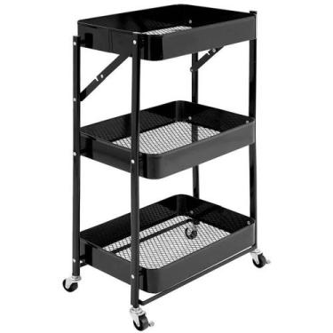 Imagem de Fruteira Estante Carrinho Organizador Multiuso Dobrável com Rodinhas 3