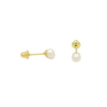 Imagem de Brinco em Ouro 18k com Pérolas Brancas Redondas - Vários Tamanhos - Ju