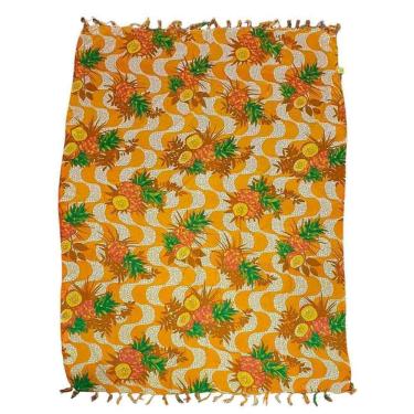 Imagem de Canga Praia Viscose Calçadão E Abacaxi Amarela 1.60Mx1.10M