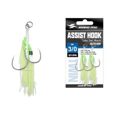 Imagem de Anzóis De Pesca Jigging Glow Feather Twin Assist 1/0 2/0 3/0 4/0 Com B