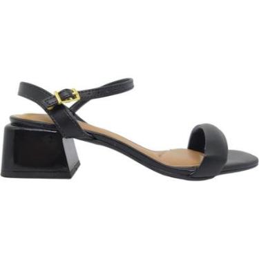 Imagem de Sandália Feminina Casual Social Básica Dia a Dia Passeio Trabalho Verão Salto Baixo Conforto Beira R-Feminino