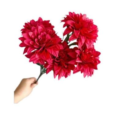 Imagem de Buquê De Flores Artificiais Dahlia Com 7 Cabeças Para Decoração De Cas