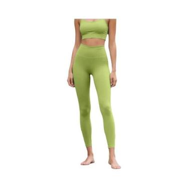 Imagem de Calças De Yoga De Cintura Alta Com Secagem Rápida E Elasticidade Em 4 