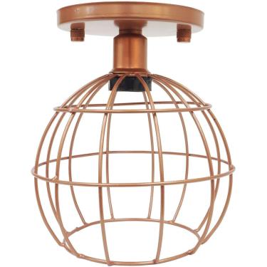 Imagem de Lustre Teto Plafon Industrial Aramado Globo Retrô Luminária Vintage Cobre Rose Gold Agp Ilumini
