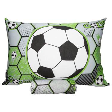 Imagem de Jogo de Cama Infantil Futebol Solteiro 2 Peças Lençol com Elástico e Fronha