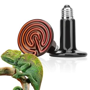 Imagem de Lâmpada de calor infravermelho MD Lighting (pacote com 2), emissores de calor de cerâmica de 200 W, lâmpada IR para animais de estimação, para répteis como lagarto, tartaruga, etc., sem luz, preta