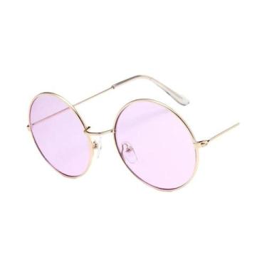 Imagem de Óculos De Sol Femininos Retro Rosa Com Lentes De Espelho Em Liga Desig
