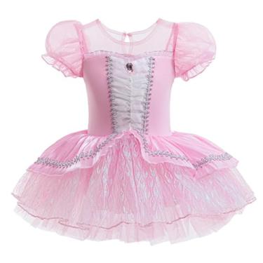 Imagem de REXREII Vestido tutu para meninas Elsa princesa bailarina Halloween Natal festa de aniversário fantasia fantasia rosa 4-5T