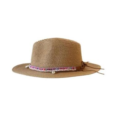 Imagem de Chapéu Panamá De Palha Unissex Com Aba Larga Para Verão, Proteção UV U