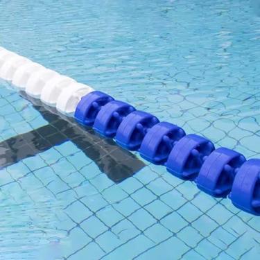 Imagem de Divisor flutuante de pista de piscina - 9 m, 11 m, flutuador de pista de natação de 19,8 m, corda de limite de segurança, linha de boia de aviso para corrida de piscina, marcador de treinamento de