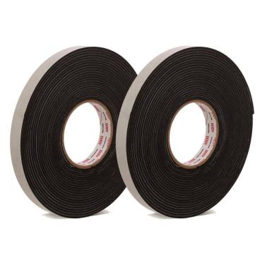 Imagem de Kit 2 Fita Adesiva De Espuma P Vedação Preta 19Mm X 5M Adere