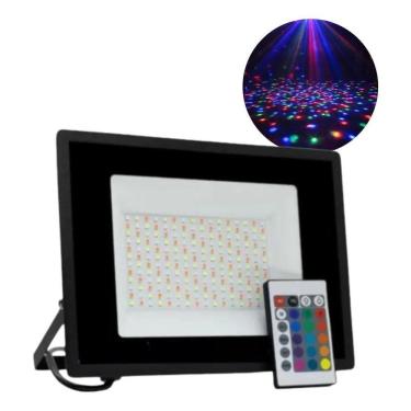 Imagem de Refletor Holofote Led 100W Rgb Colorido Bivolt Com Controle