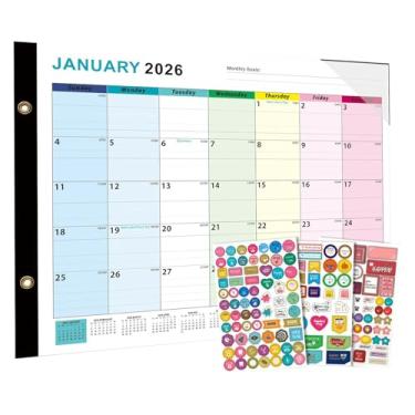 Imagem de Calendário mensal apagável a seco - janeiro de 2026 - junho de 2027 - calendário planejador de parede apagável a seco - marcador grande reutilizável apagável para casa, cozinha, escola, escritório