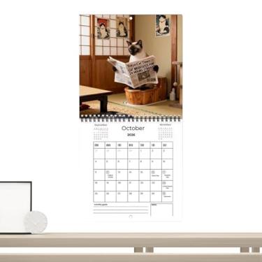 Imagem de Calendário de parede para gatos 2026 - papel grosso de 12 meses, calendário de parede engraçado 2026 - para escritório, escola, planejamento, organização, trabalho, ano novo, lembrancinhas de festa de