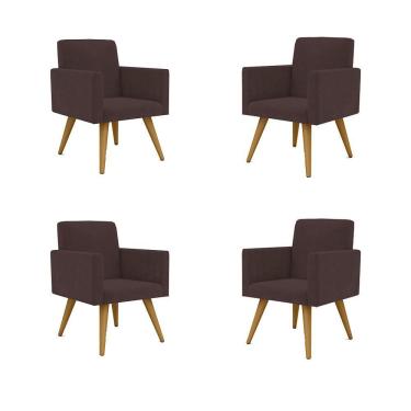 Imagem de Kit 04 Poltronas Nina Decorativa Para Recepção Balaqui Decor Cor:marrom