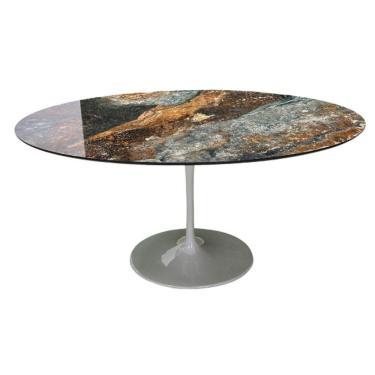 Imagem de Mesa De Jantar Saarinen Oval 140x90 Cm Tampo Calacata Verde Ocean Base Verde Cor Verde Claro
