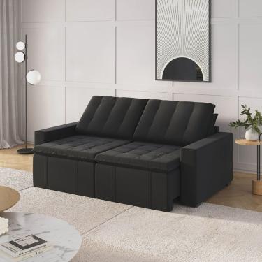 Imagem de Sofá Cama Retrátil e Reclinável 3 Lugares 220cm Veludo Palmeira Cabecasa Madeiramadeira