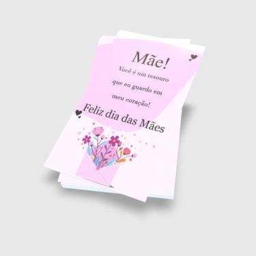 Imagem de kit 100 Cartões tags de agradecimento tema: Dia das mães 9x5cm (obs ar