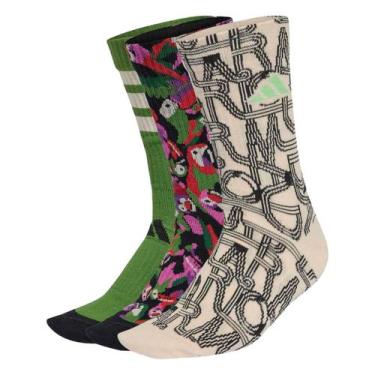 Imagem de Kit Meia Adidas Farm Feminina - 3 Pares, Verde, Bege, 43/45