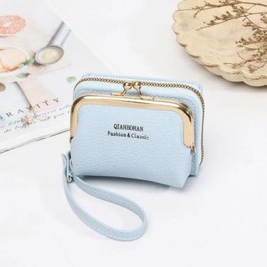 Imagem de Carteira Feminina Porta Cartões Pequeno Com Zíper Botão Imã FARMFUN, A